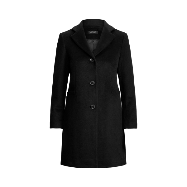 Three Button Wool Blend Reefer Coat