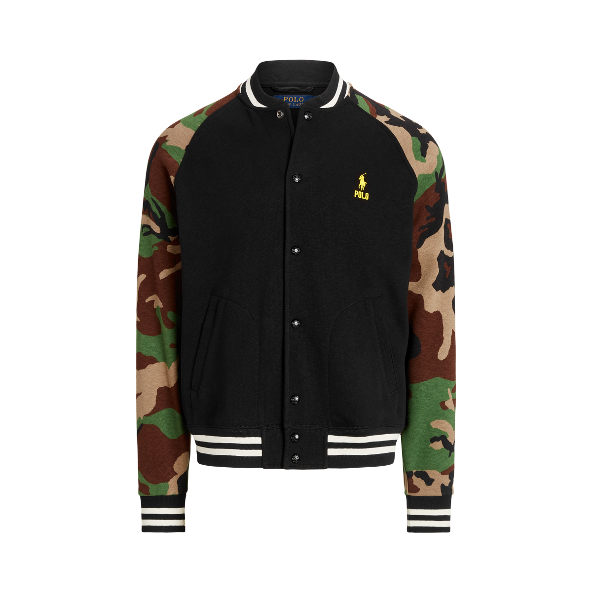 Camo Sleeve Fleece Baseball Jacket Ralph Lauren