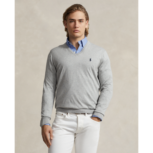 Men's Grey V-Neck Sweaters