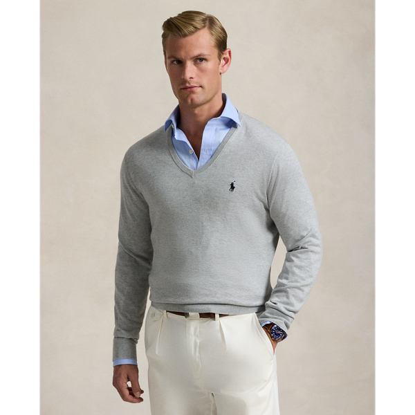 Men's Grey V-Neck Sweaters