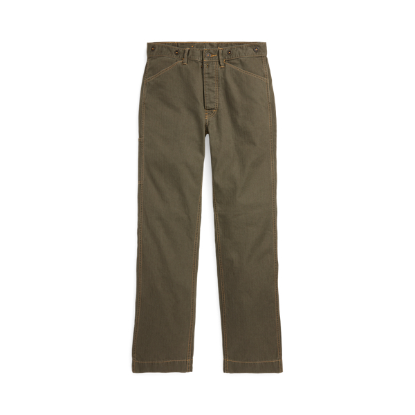 Officer Linen-Cotton Herringbone Trouser