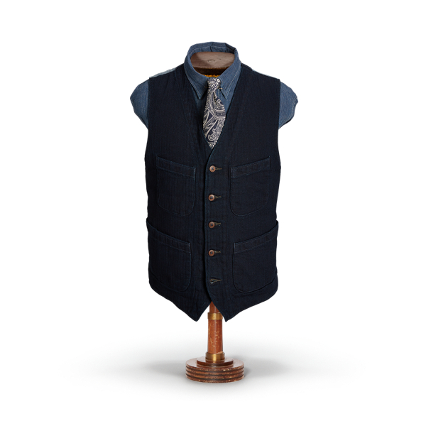 Gilet à chevrons indigo RRL 1