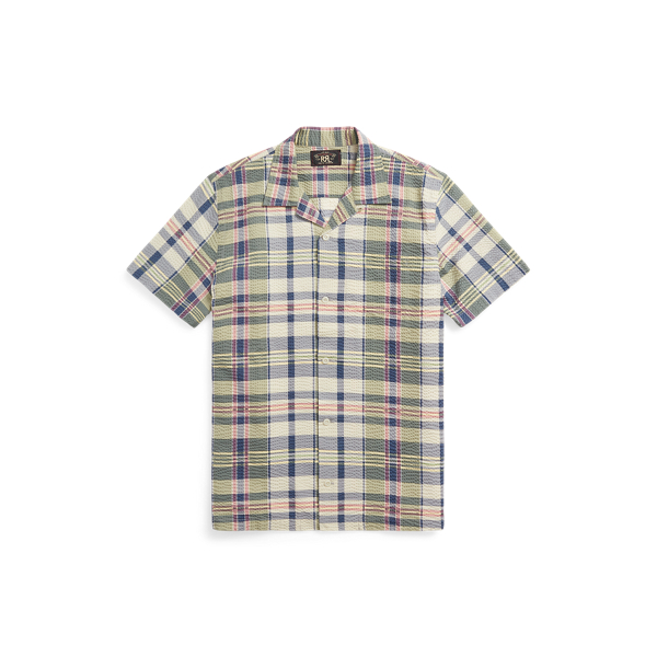 Madras-Print Seersucker Camp Shirt