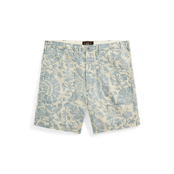 Floral Linen-Cotton Chino Short