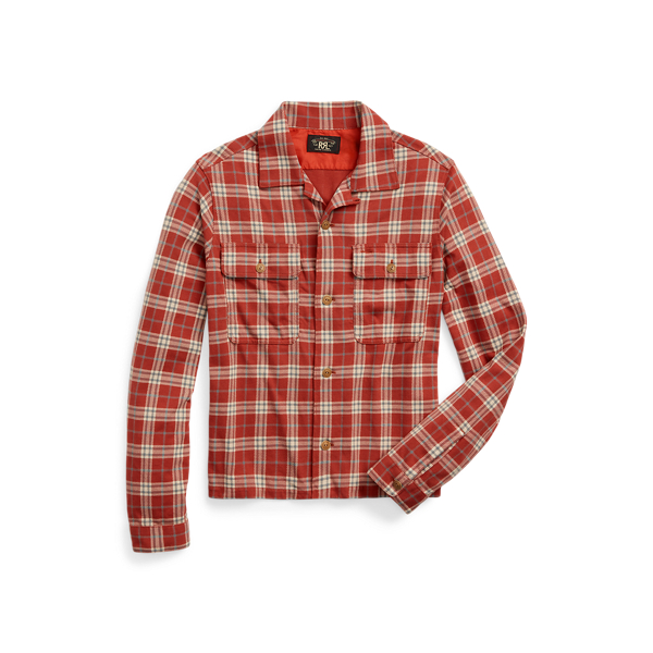 Plaid-Print Jersey Camp Shirt
