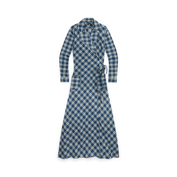 Plaid Cotton Voile Wrap Dress