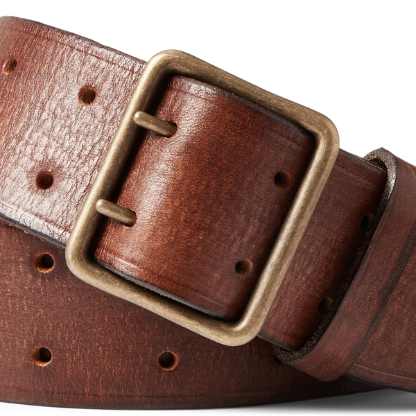 Double prong leather belt sale