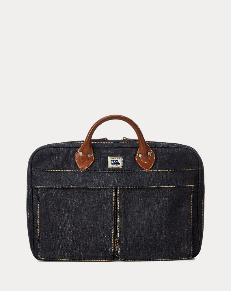 Leather-Trim Denim Briefcase RRL 1