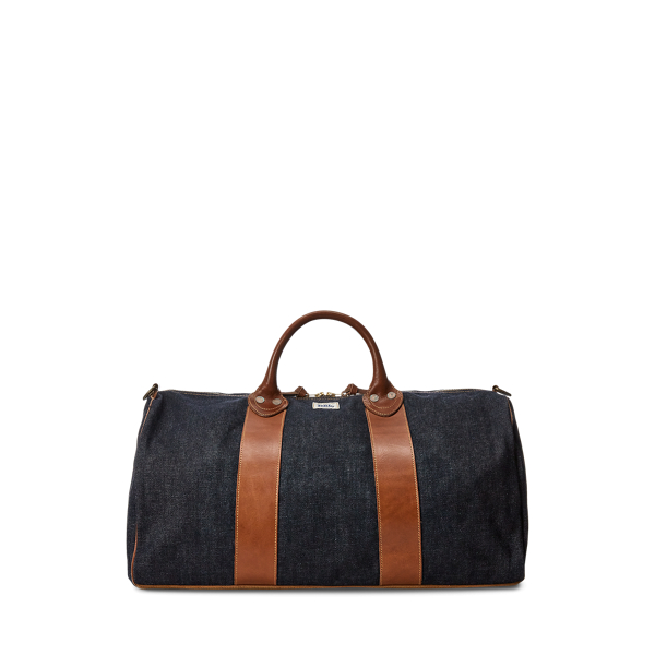 Leather-Trim Denim Duffel