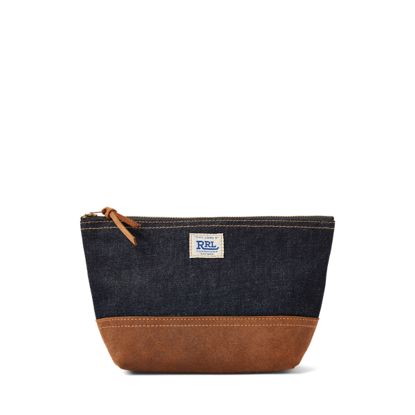 Denim-Pochette mit Wildlederbesatz RRL 1