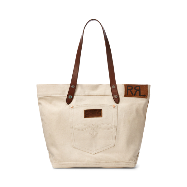 Leather-Trim Twill Tote RRL 1