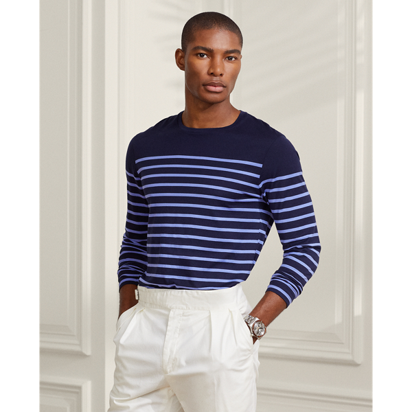 Purple Label Striped Lisle Long-Sleeve T-Shirt 1
