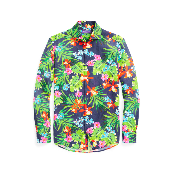 Floral-Print Linen Shirt