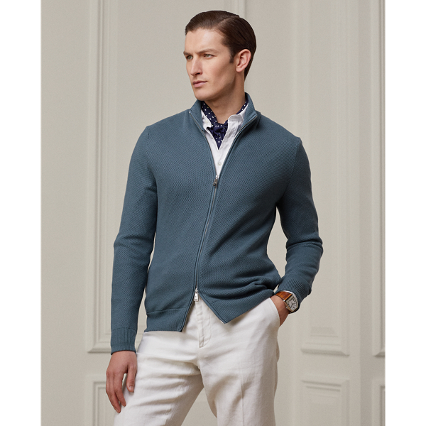 Silk-Cotton Full-Zip Jumper