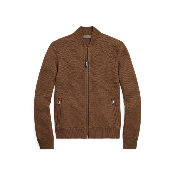Textured Silk-Cotton Full-Zip Jumper