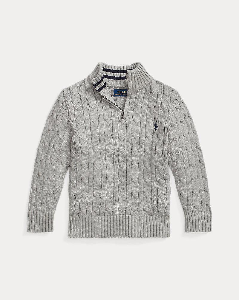 Cable-Knit Cotton Quarter-Zip Sweater Boys 2-7 1