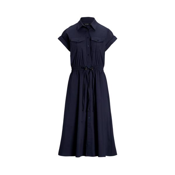Cotton-Blend Short-Sleeve Shirtdress