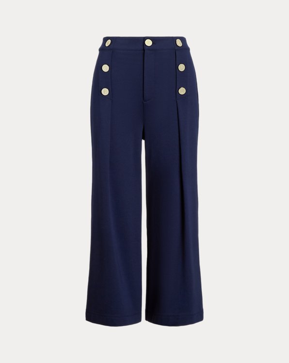 Cropped Pleated Ponte Trouser