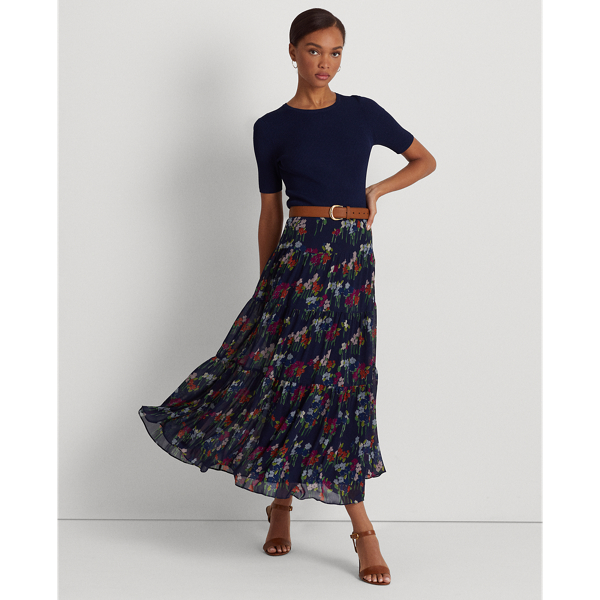 Floral Crinkle Georgette Skirt