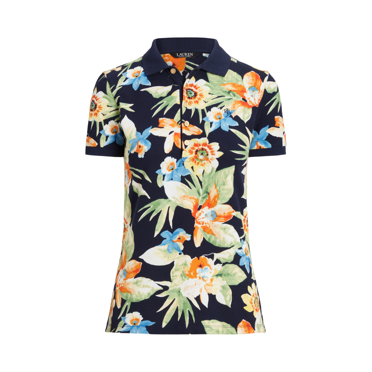 Floral polo shop shirt womens