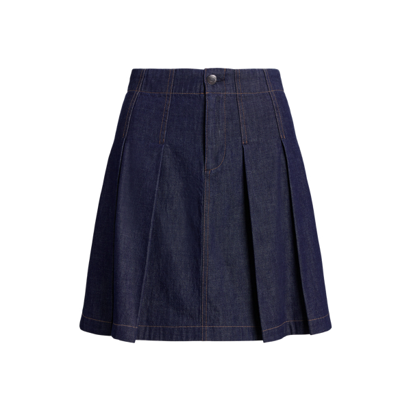 Pleated Denim Miniskirt