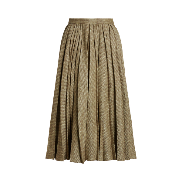 Arnav Pleated Broken-Twill Skirt