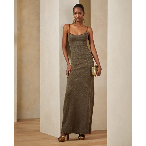 Beaded Silk Sleeveless Evening Dress Ralph Lauren Collection 1