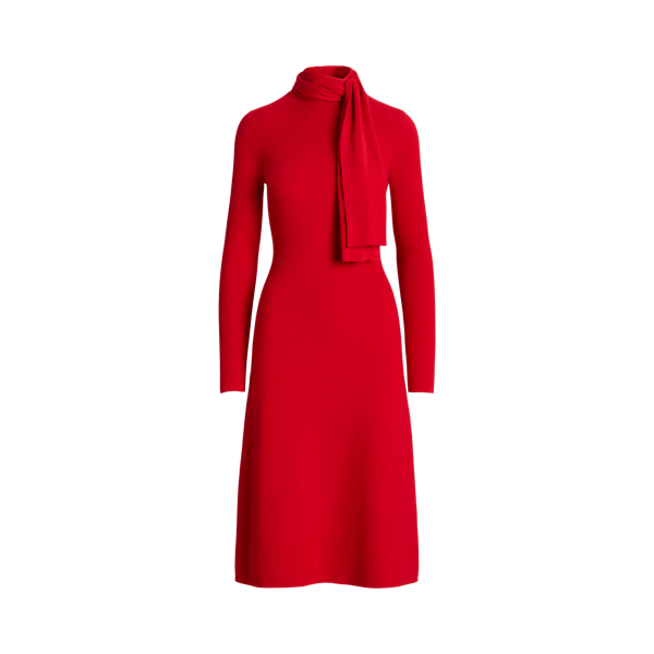 Scarf-Neck Cashmere Jumper Dress