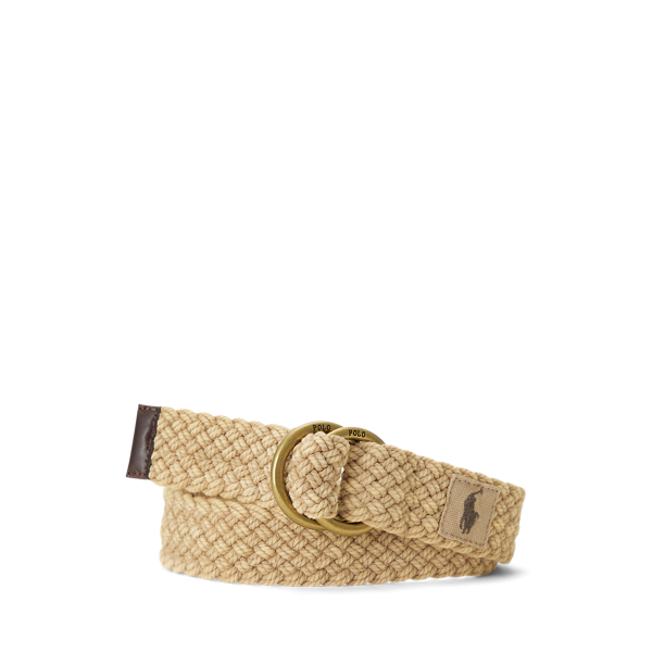 Leather-Trim Cotton Belt