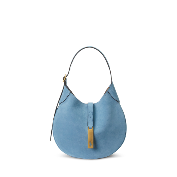 Polo ID Leather-Trim Suede Shoulder Bag