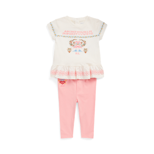 Embroidered Jersey Tee and Legging Set