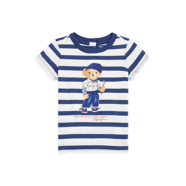 Polo Bear Striped Cotton Tee Baby Girl 1