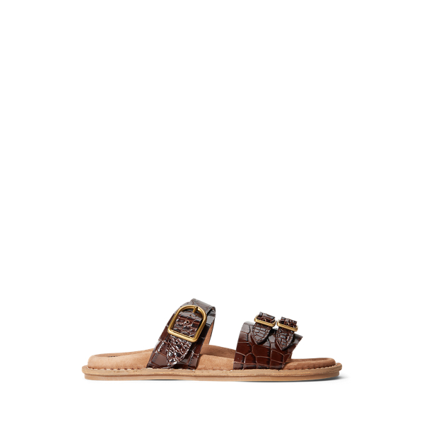 Ezra Crocodile-Embossed Leather Sandal