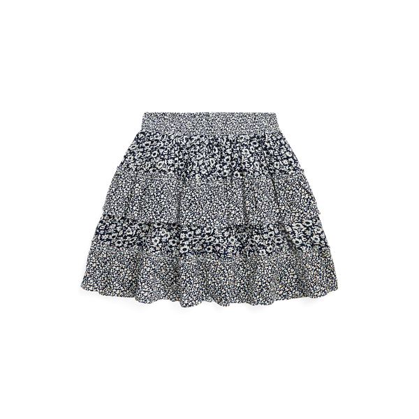 Floral Tiered Cotton-Blend Skirt