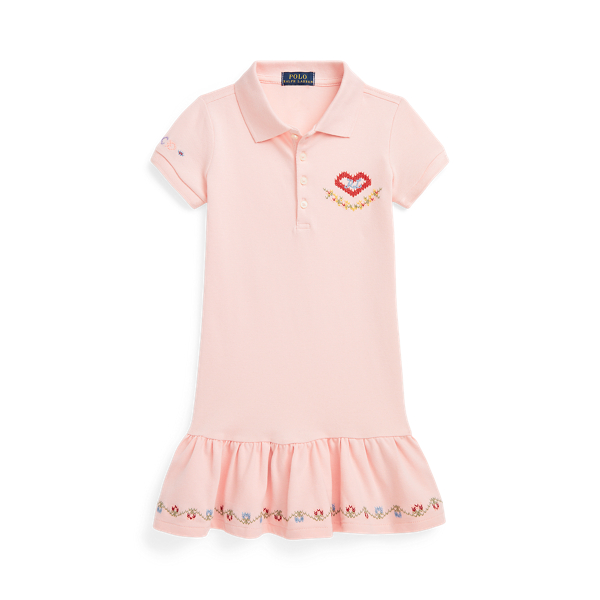 Embroidered Mesh Polo Dress