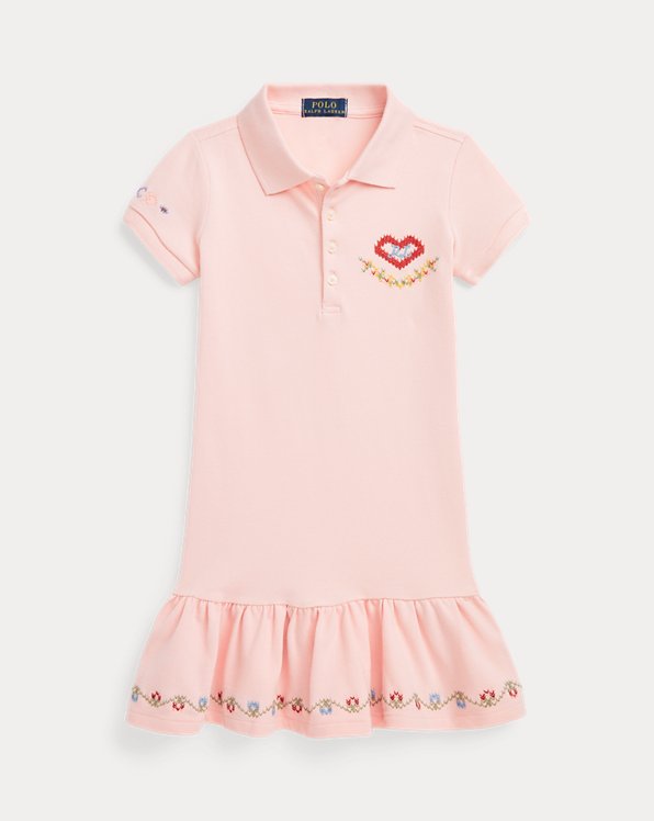Embroidered Mesh Polo Dress