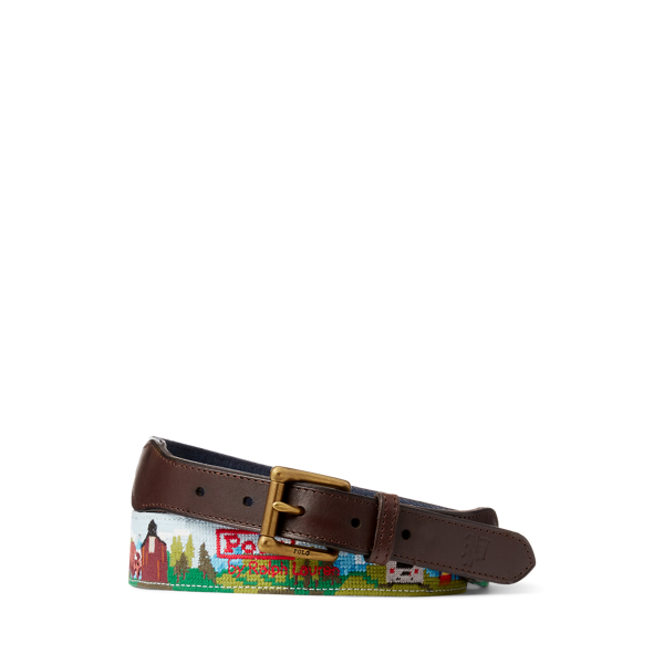 Polo Bear Western Needlepoint Belt