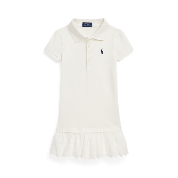 Eyelet Stretch Mesh Polo Dress