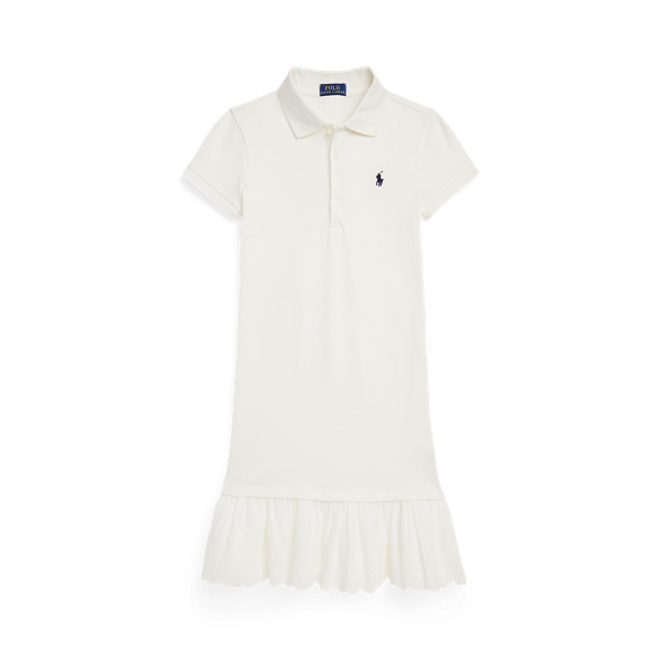 Eyelet Stretch Mesh Polo Dress