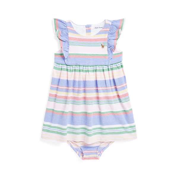Striped Cotton Mesh Dress & Bloomer