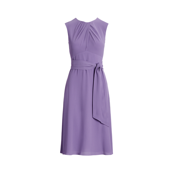 Bubble Crepe Cap-Sleeve Dress