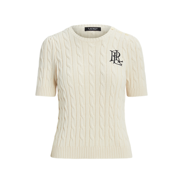 Cable-Knit Cotton Short-Sleeve Jumper