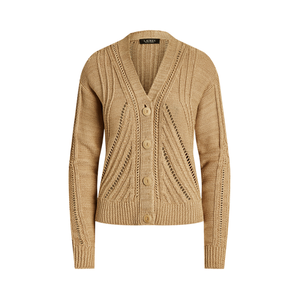 Pointelle-Knit Linen-Cotton Cardigan