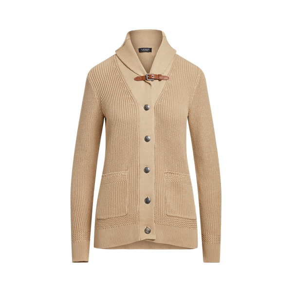 Buckle-Trim Combed Cotton Cardigan