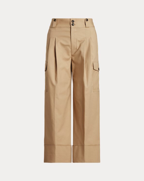 Stretch Cotton Cropped Cargo Trouser