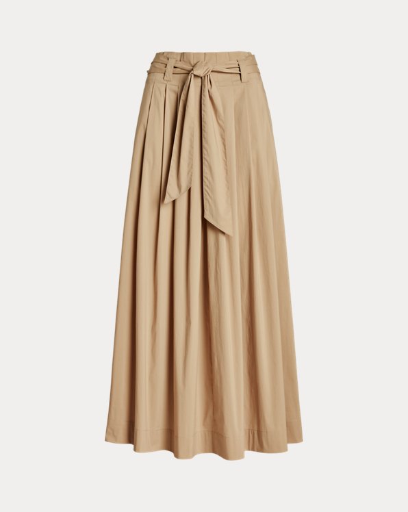 Belted Stretch Cotton-Blend Maxiskirt