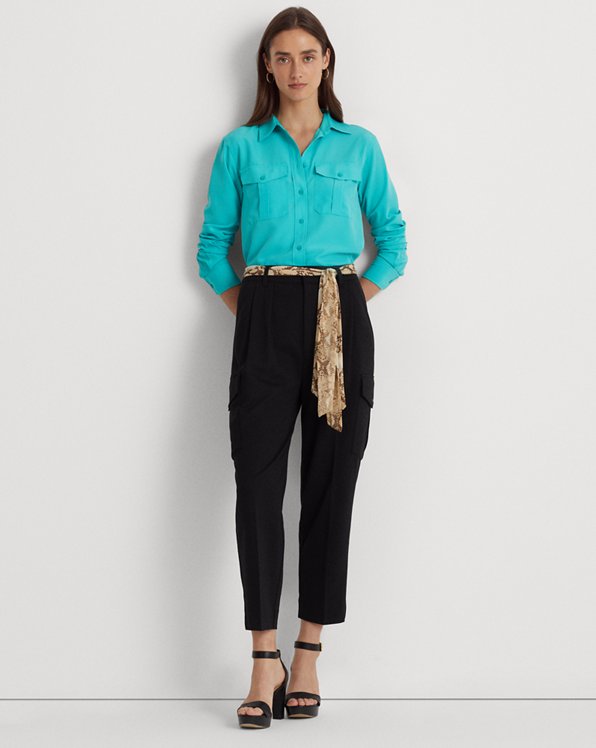 Belted Ponte Cropped Trouser