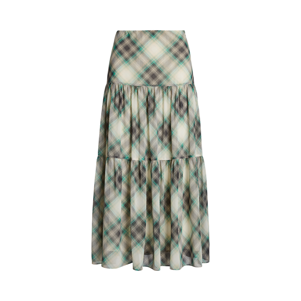 Gelaagde georgette rok met kreuk en ruit voor dames | Ralph Lauren® NL