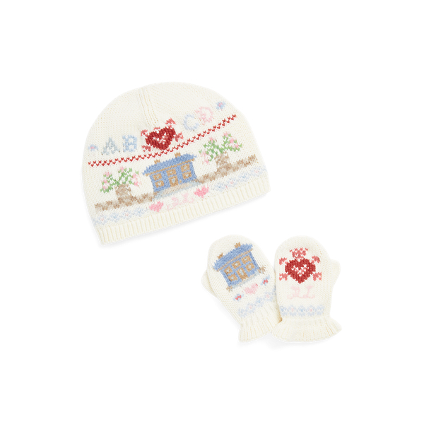 Intarsia-Knit Hat &amp; Mitten Set Baby Girl 1
