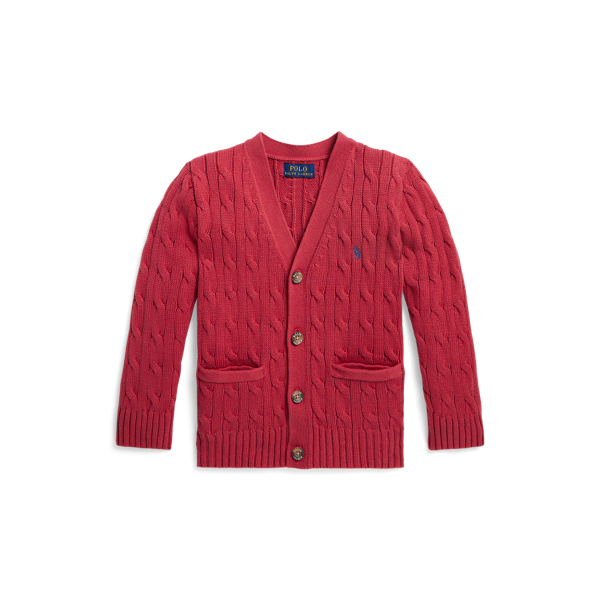 Cable-Knit Cotton V-Neck Cardigan